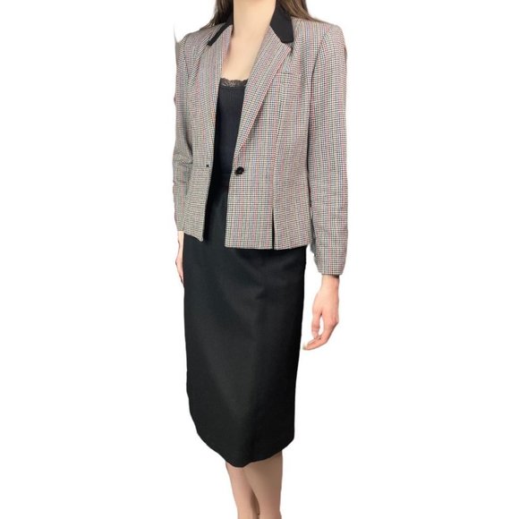 VINT Stirling Copper Multicolor Tweed Blazer Skirt Set Wool Blend Fits 0 Petite - Picture 8 of 9